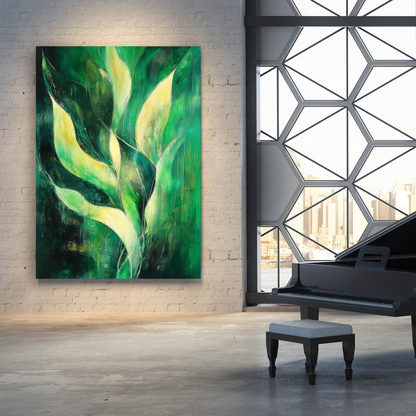 Verdant Flow Green Abstract Art | MusaArtGallery™