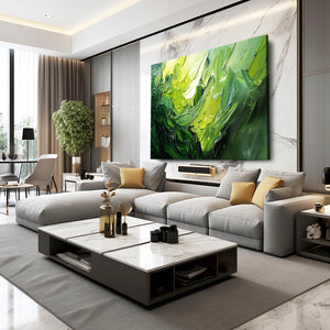 Verdant Layers Green Abstract Art | MusaArtGallery™
