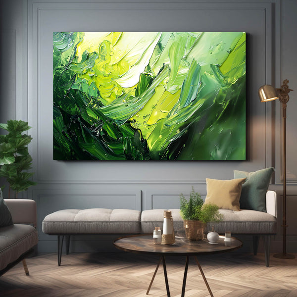 Verdant Layers Green Abstract Art | MusaArtGallery™