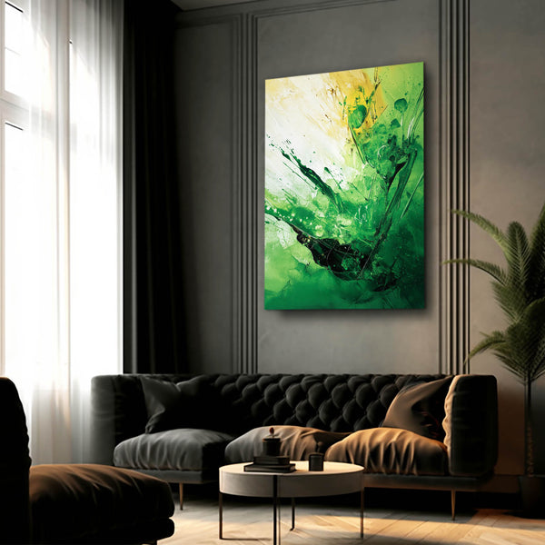 Verdant Splash Green Abstract Art | MusaArtGallery™