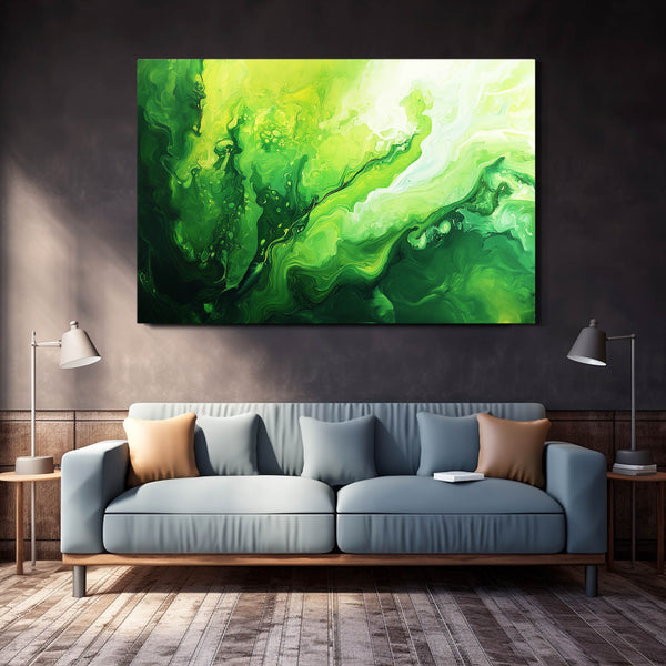 Verdant Wave Green Abstract Art | MusaArtGallery™