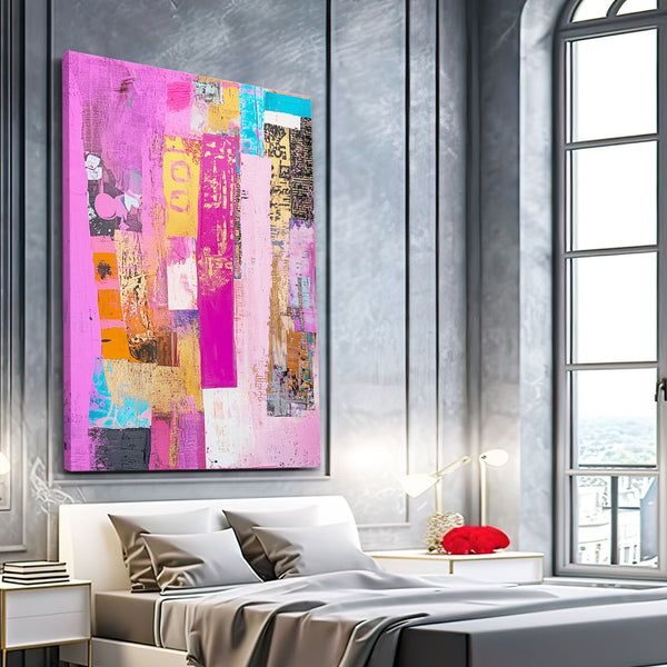 Vibrant Layers Pink Abstract Art | MusaArtGallery™