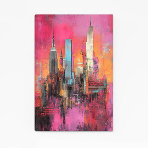 Vibrant Skyline Pink Abstract Art | MusaArtGallery™