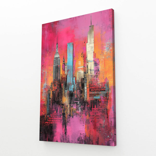 Vibrant Skyline Pink Abstract Art | MusaArtGallery™