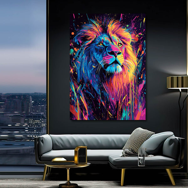 Vibrant Splash Lion Wall Art | MusaArtGallery™