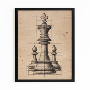 Vintage Chess Line Art