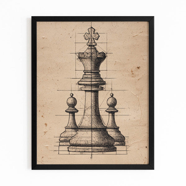 Vintage Chess Line Art