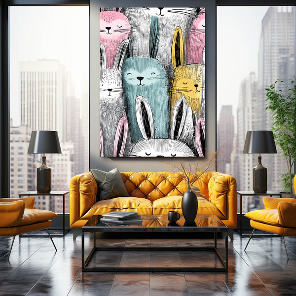 Vintage Rabbit Canvas Wall Art