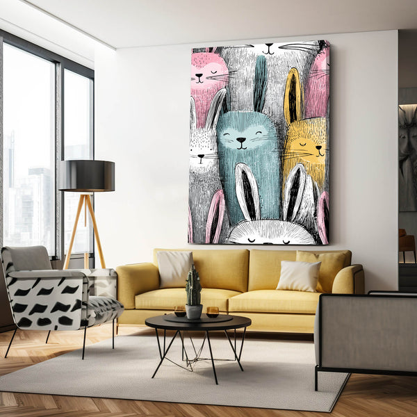 Vintage Rabbit Canvas Wall Art