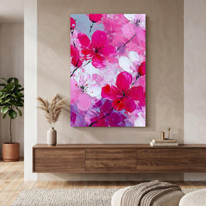 Vivid Pink Cherry Blossom Flower Art