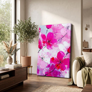 Vivid Pink Cherry Blossom Flower Art