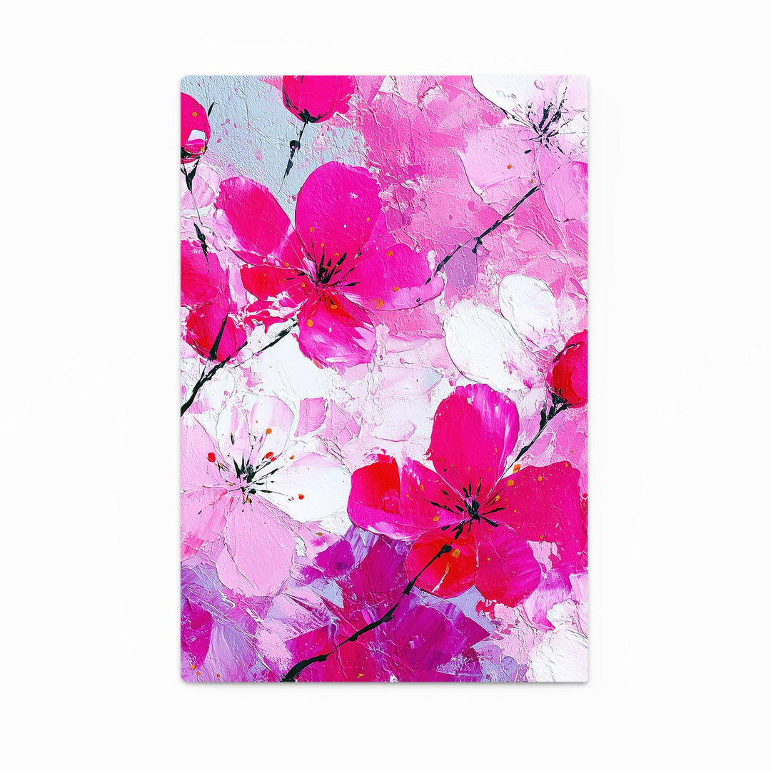 Vivid Pink Cherry Blossom Flower Art