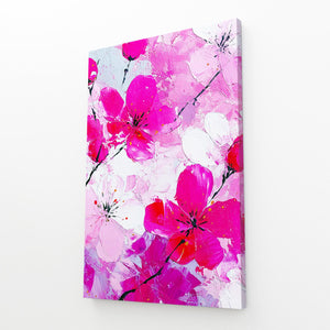 Vivid Pink Cherry Blossom Flower Art