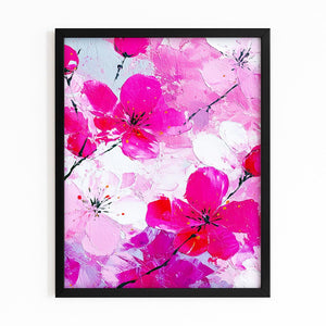 Vivid Pink Cherry Blossom Flower Art