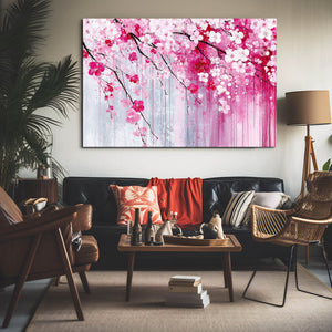 Watercolor Cherry Blossom Branch Wall Art