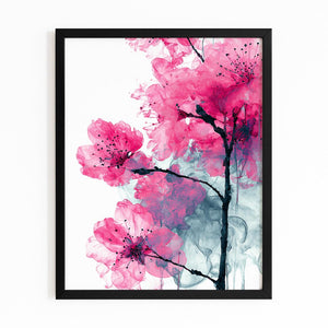 Watercolor Cherry Blossom Flower Art