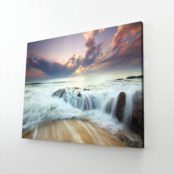 Waterfall Sunset Canvas Art  | MusaArtGallery™