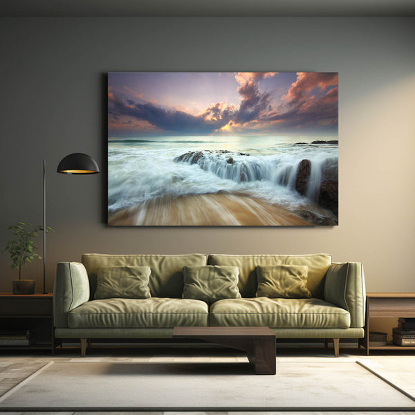 Waterfall Sunset Canvas Art  | MusaArtGallery™