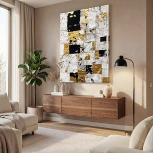 White Abstract Chess Board Art