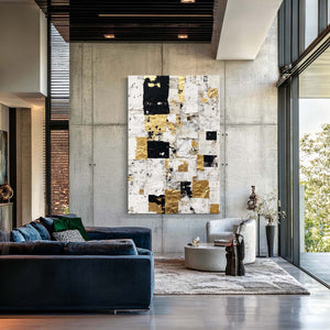 White Abstract Chess Board Art