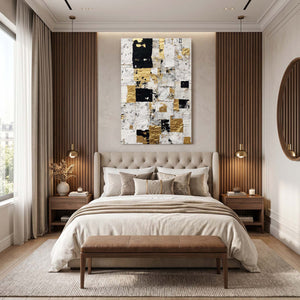White Abstract Chess Board Art