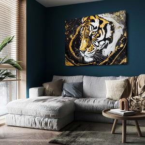 White And Gold Tiger Canvas Wall Art | MusaArtGallery™