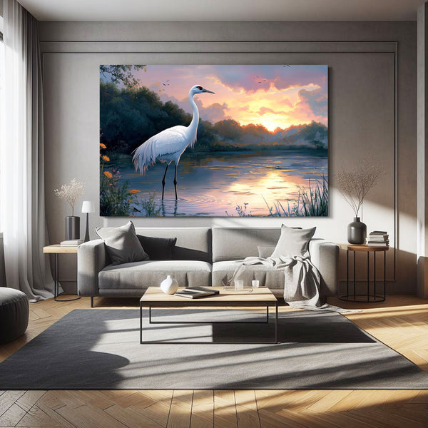 White Bird Sunset Wall Art