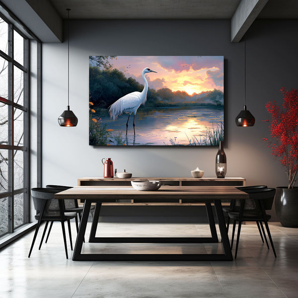 White Bird Sunset Wall Art