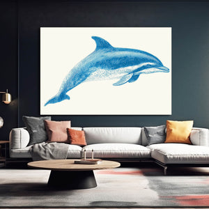 White Blue Dolphin Art