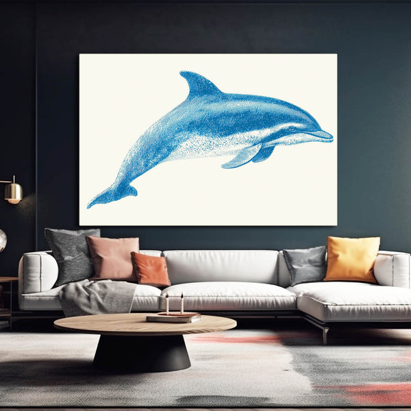 White Blue Dolphin Art