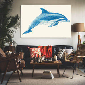White Blue Dolphin Art