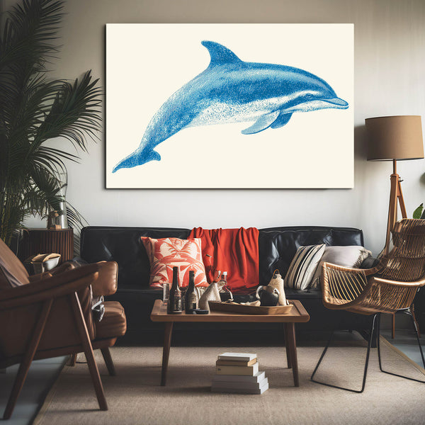 White Blue Dolphin Art