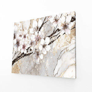 White Cherry Blossom Branch Art