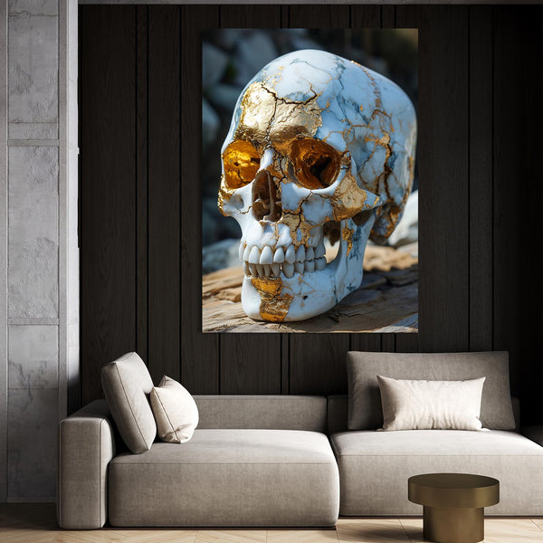 White Golden Skull Art | MusaArtGallery™