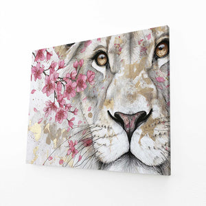White Lion Cherry Blossom Wall Art