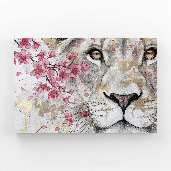 White Lion Cherry Blossom Wall Art