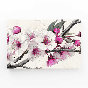 White Pink Cherry Blossom Flower Art