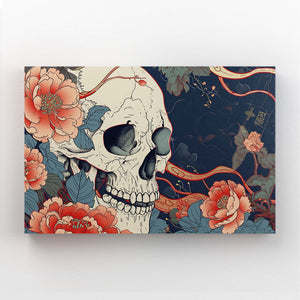 White Skull Art with Flowers | MusaArtGallery™