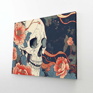 White Skull Art with Flowers | MusaArtGallery™