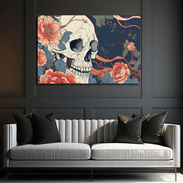 White Skull Art with Flowers | MusaArtGallery™