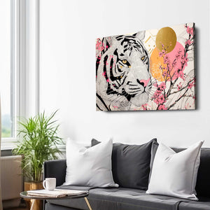 White Tiger Cherry Blossom Wall Art