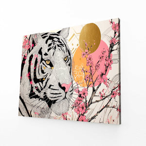 White Tiger Cherry Blossom Wall Art