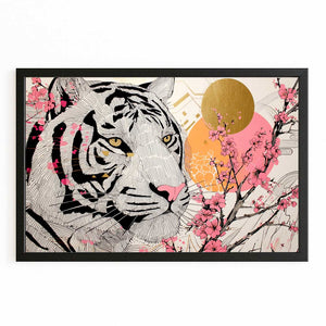 White Tiger Cherry Blossom Wall Art