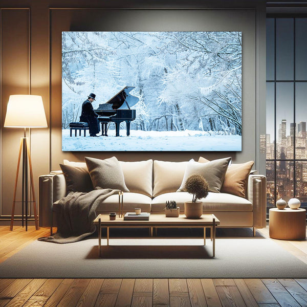 Winter Piano Canvas Art  | MusaArtGallery™