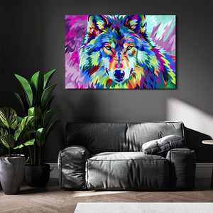 Wolf Colorful Canvas  Art   | MusaArtGallery™