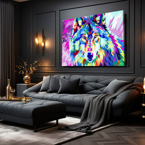Wolf Colorful Canvas  Art   | MusaArtGallery™