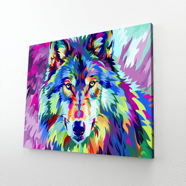 Wolf Colorful Canvas  Art   | MusaArtGallery™