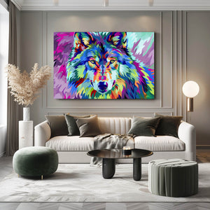 Wolf Colorful Canvas  Art   | MusaArtGallery™
