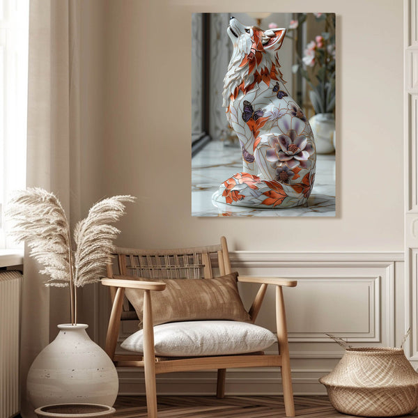 Wolf Statue Canvas Art  | MusaArtGallery™