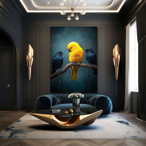 Yellow Tree Bird Wall Art